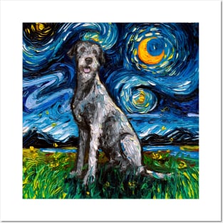 Irish Wolfhound Starry Night Posters and Art